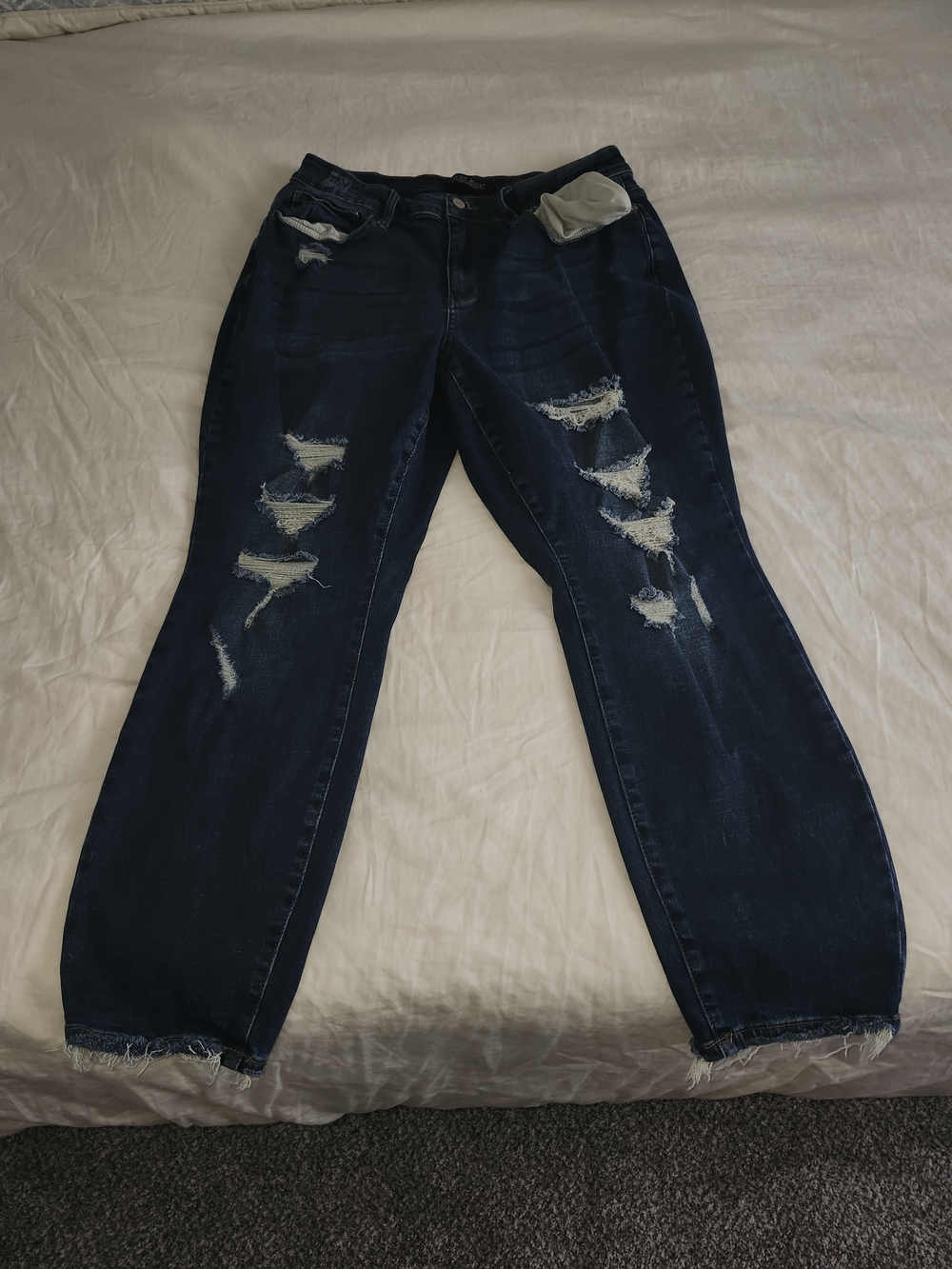 Judy Blue Dark Blue Distressed Boyfriend Jeans